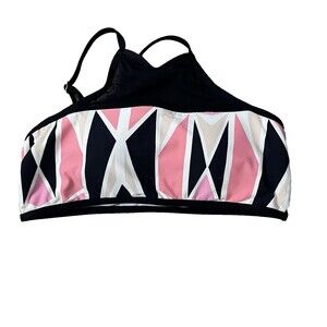 Women’s  Gianni Bini Geometric Multicolor High-NeckHalter‎ Bikini Top M Colorful